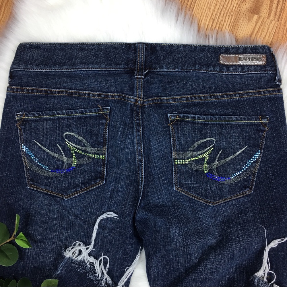 EXPRESS Stella Boot Cut Raw Hem Crop Jeans Sz 6 - Picture 7 of 8